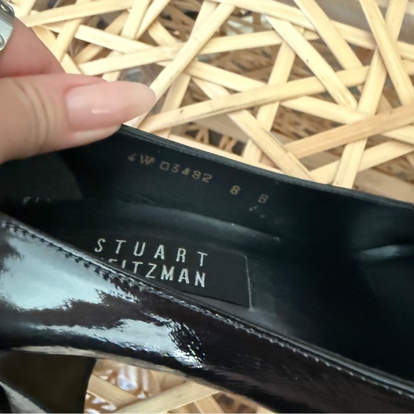 Stuart Weitzman leather patent Penny Bar loafer black Pumps size 8 - Picture 8 of 8